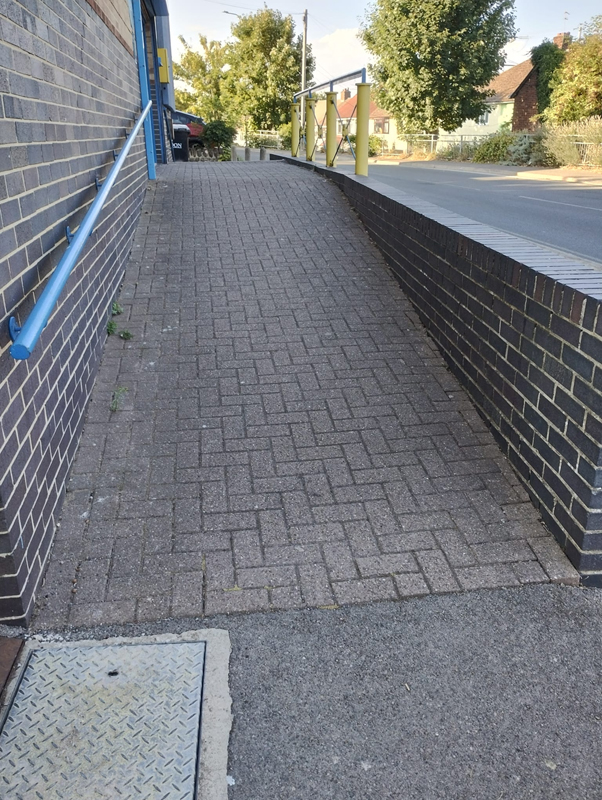 The ramp to the building entrance